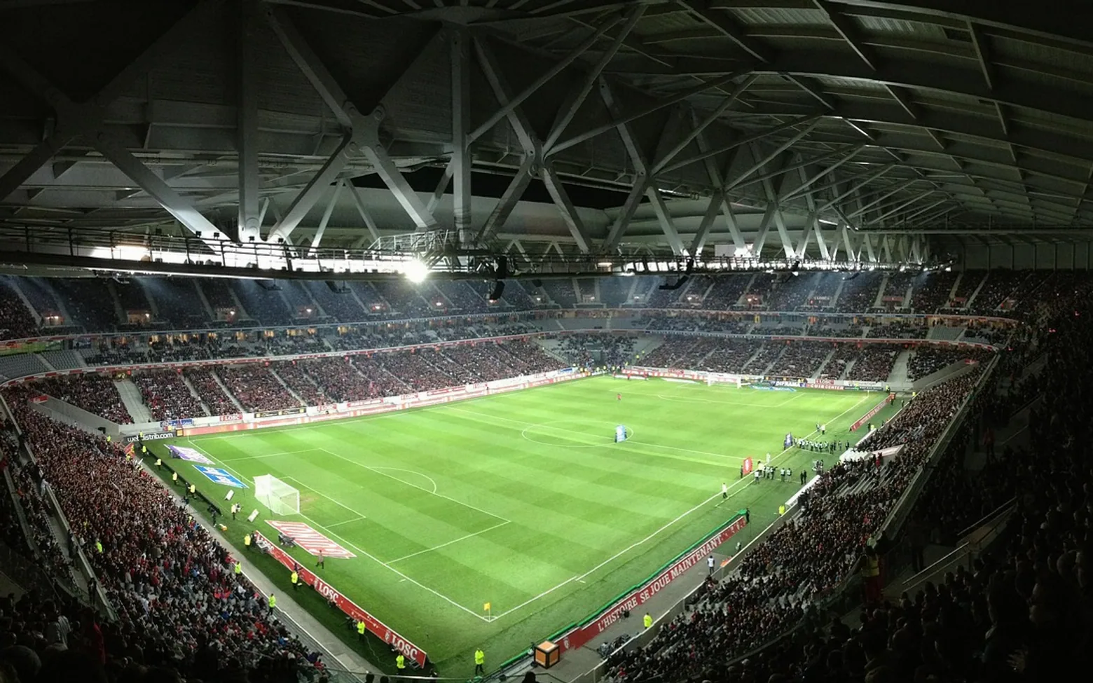 Stadium, football and lawn